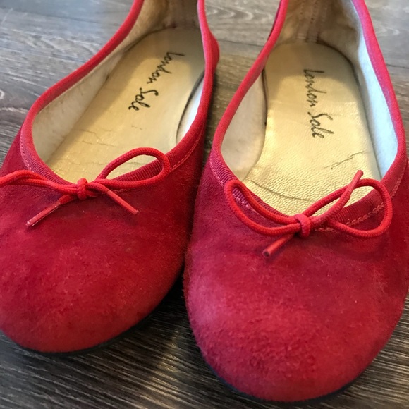 red suede ballet flats